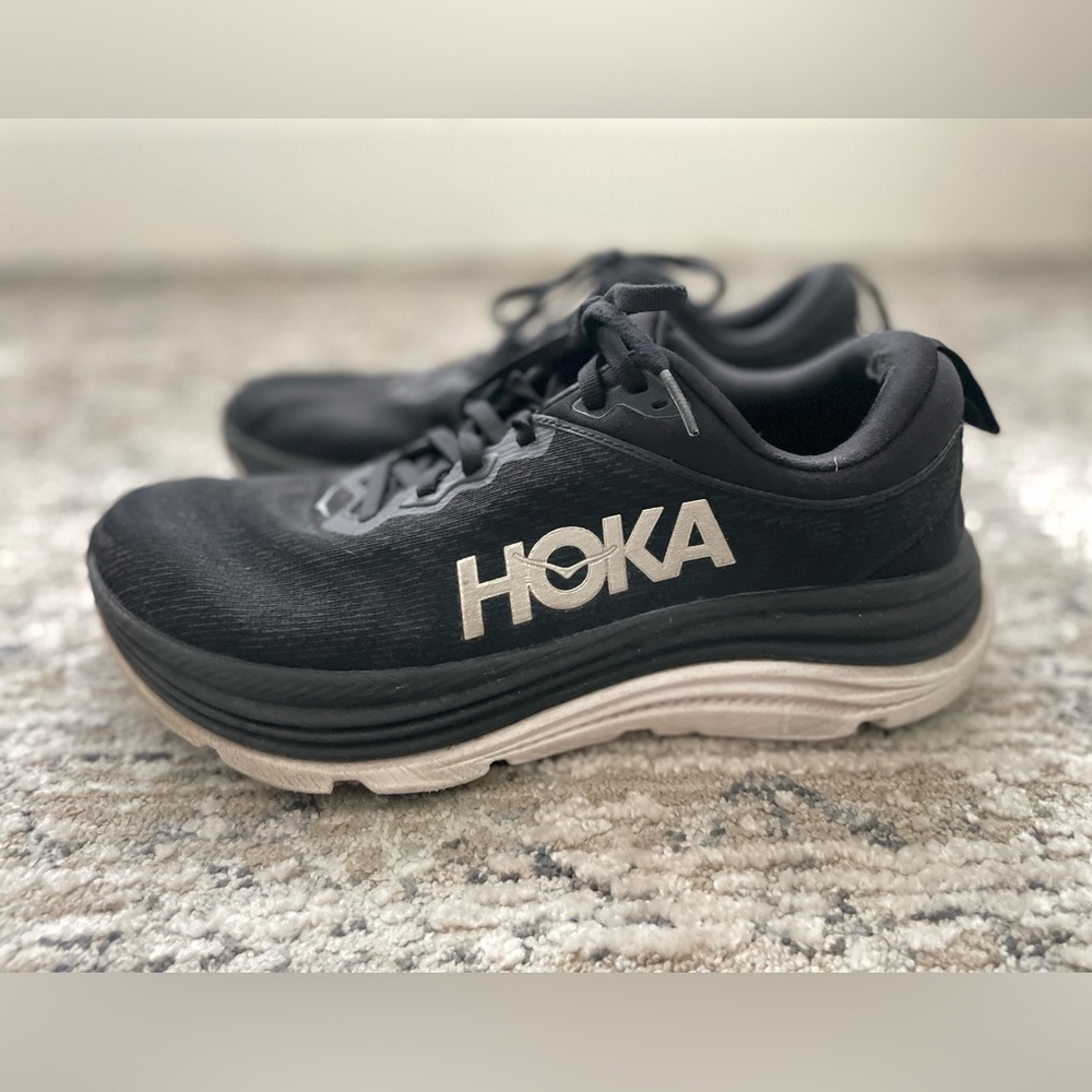 Hoka Black and White Athletic Shoes